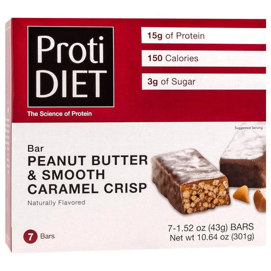 ProtiDiet - 12 boxes of PB and smooth caramel crisp *BB Oct 2025*